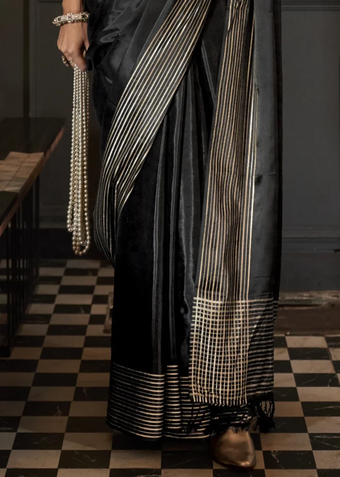 Black Handloom Silk Saree