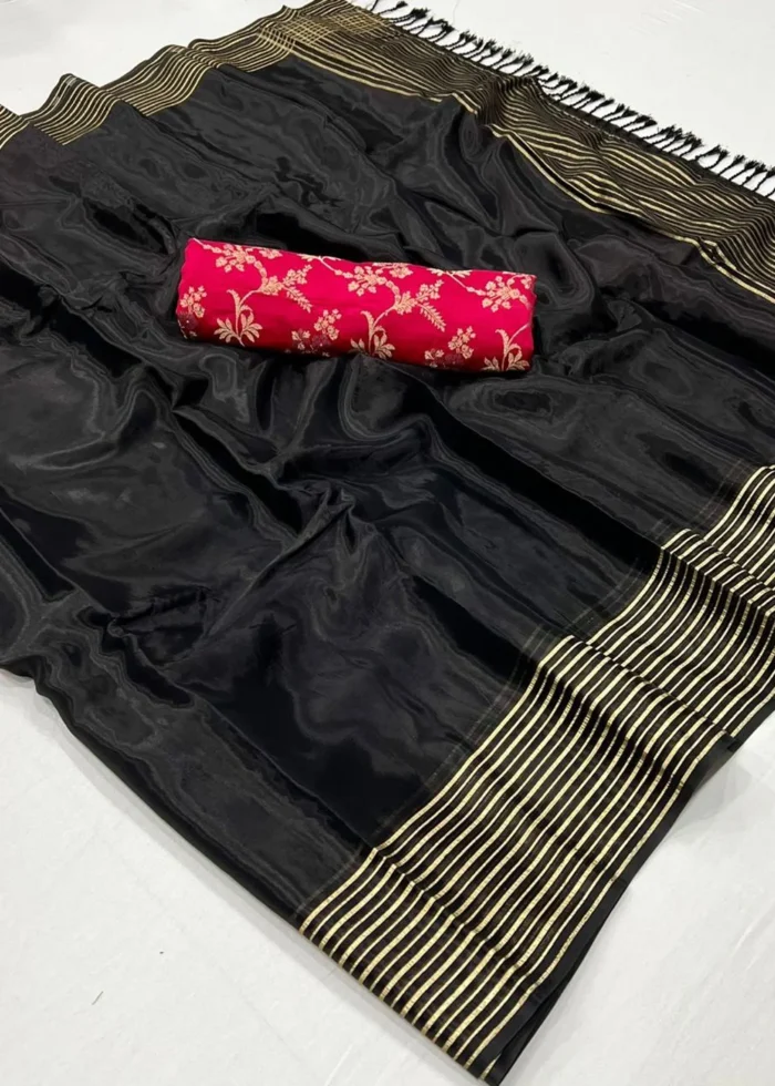 Black Handloom Silk Saree