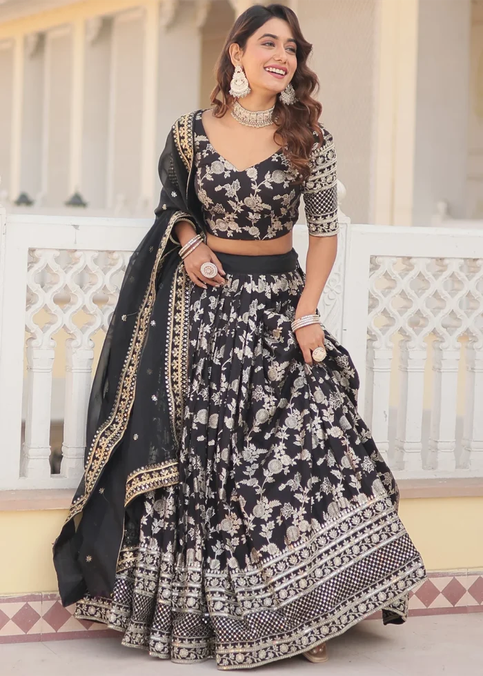 Black Silk Lehenga Choli