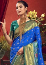 Blue Paithani Silk Saree with Patola Border