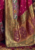 Claret Violet Paithani Silk Saree with Patola Border