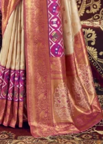 Cream Paithani Silk Saree with Patola Border