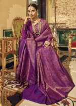 Deep Purple Kanjivaram Silk Saree