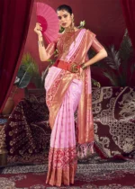 Flamingo Pink Paithani Silk Saree with Patola Border