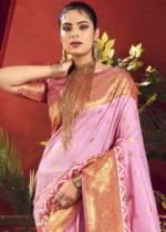 Flamingo Pink Paithani Silk Saree with Patola Border