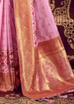 Flamingo Pink Paithani Silk Saree with Patola Border