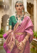 Fuchsia Pink Banarasi Silk Saree