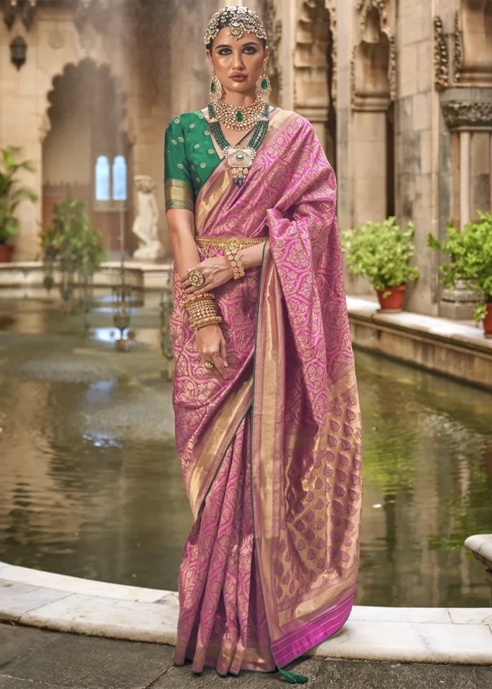 Fuchsia Pink Banarasi Silk Saree