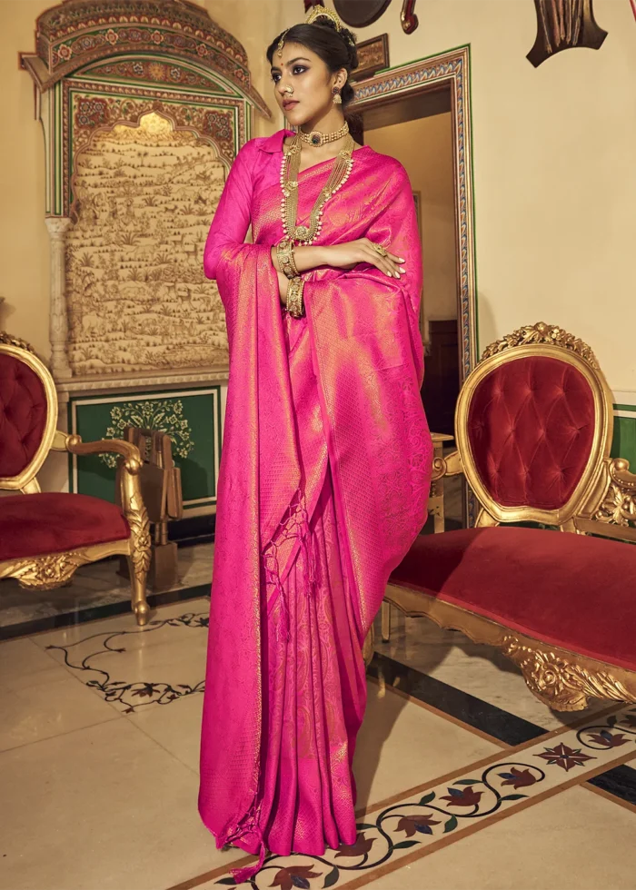 Fuchsia Pink Kanjivaram Silk Saree