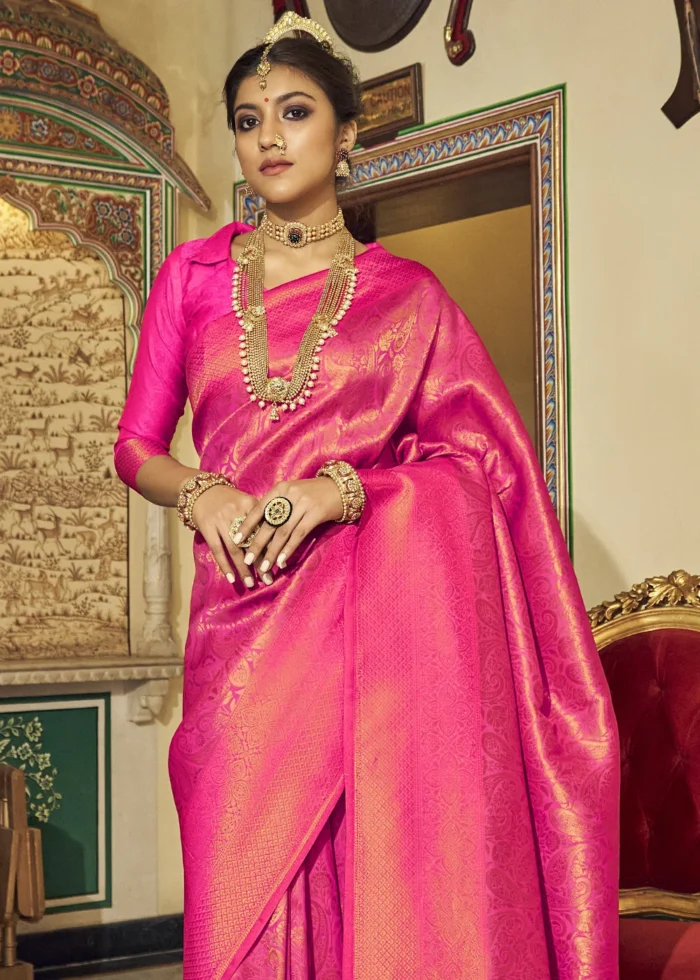 Fuchsia Pink Kanjivaram Silk Saree