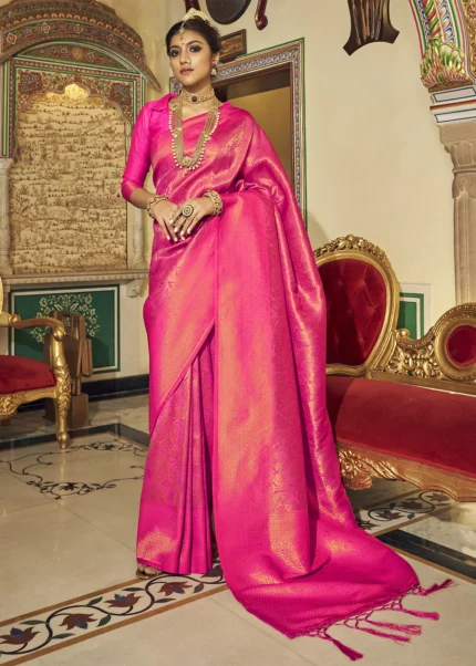 Fuchsia Pink Kanjivaram Silk Saree