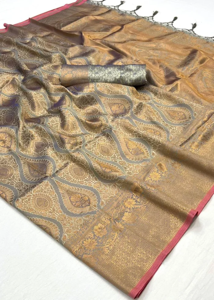 Gray Kanjivaram Silk Saree