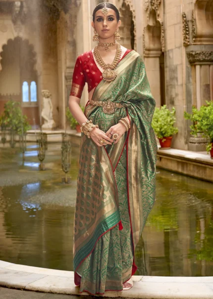 Green Banarasi Silk Saree