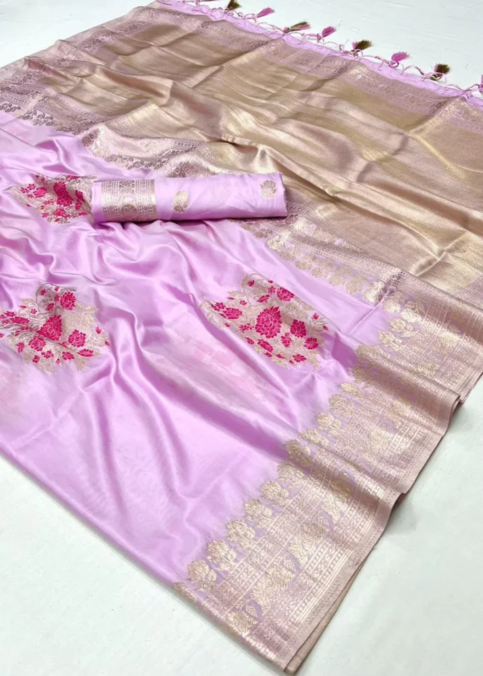 Lavender Purple Banarasi Katan Silk Saree