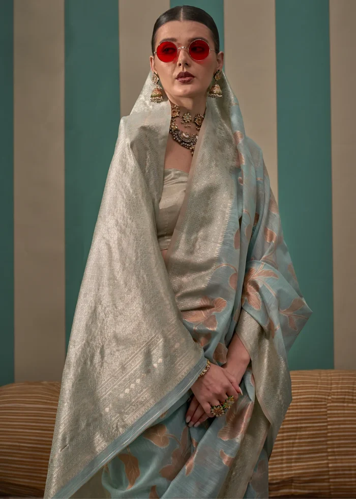 Light Blue Linen Saree