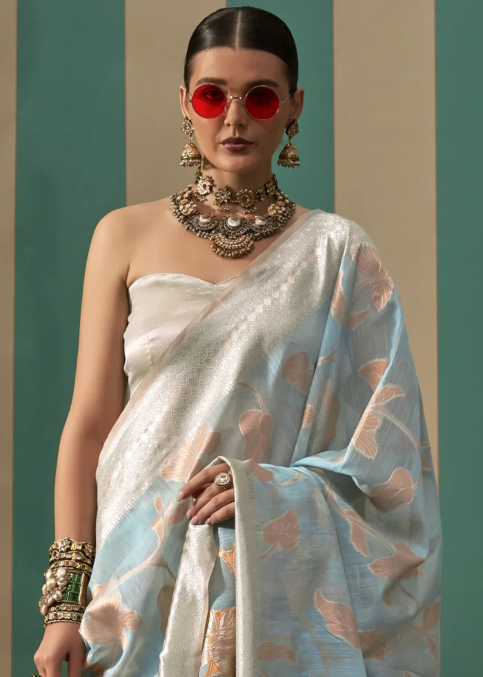 Light Blue Linen Saree