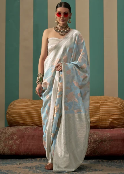 Light Blue Linen Saree