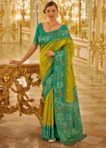 Lime Green Banarasi Silk Saree