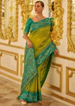 Lime Green Banarasi Silk Saree