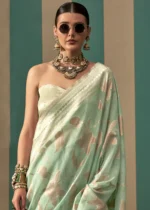 Mint Green Linen Saree