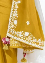 Mustard Yellow Embroidered Organza Silk Saree