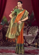 Orange Paithani Silk Saree with Patola Border