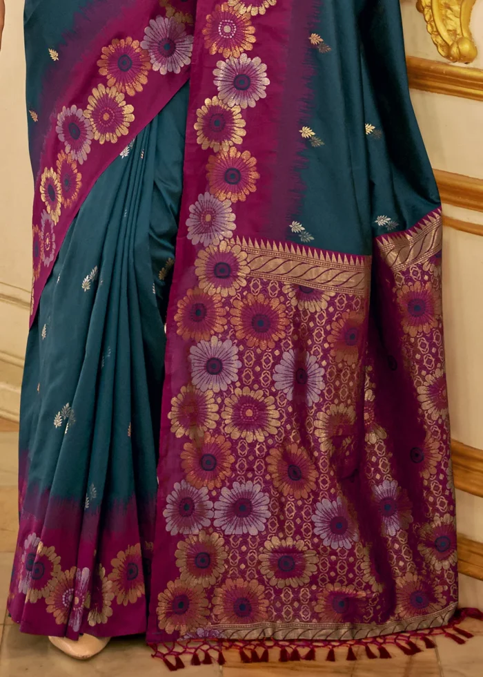 Peacock Blue Banarasi Silk Saree