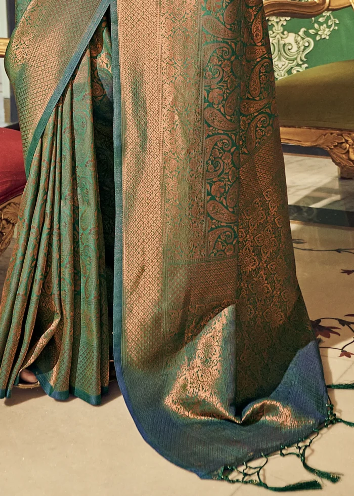 Pine Green Kanjivaram Silk Saree