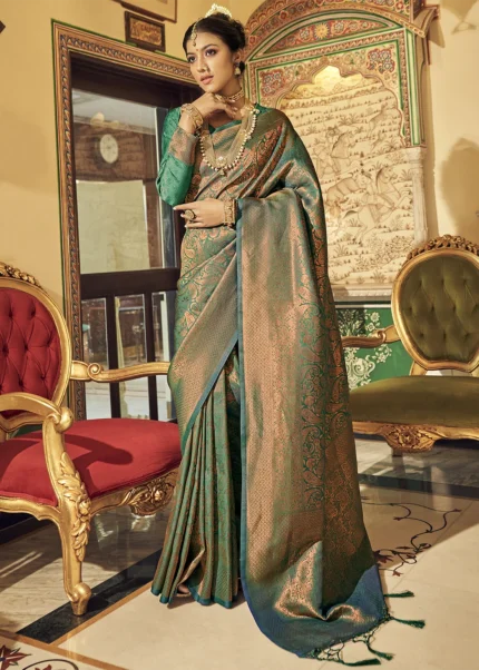 Pine Green Kanjivaram Silk Saree