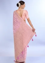 Pink Banarasi Organza Silk Saree