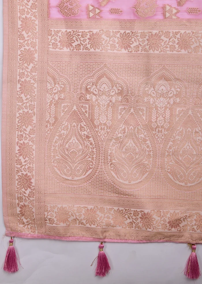 Pink Banarasi Organza Silk Saree