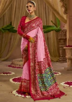 Pink Georgette Chikankari Saree