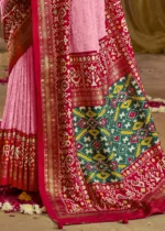 Pink Georgette Chikankari Saree