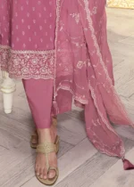 Pink Georgette Silk Printed Suit