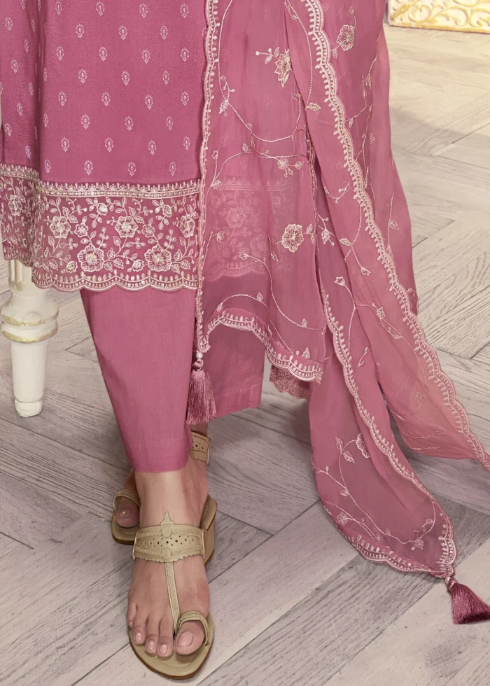 Pink Georgette Silk Printed Suit