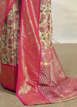 Pink and Beige Dharmavaram Silk Saree