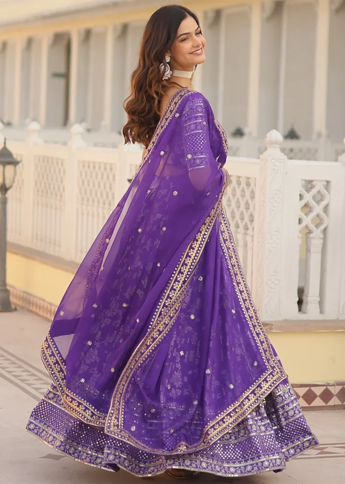 Purple Silk Lehenga Choli