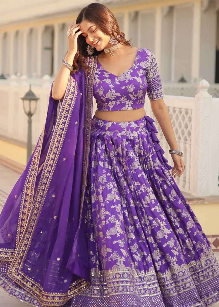 Purple Silk Lehenga Choli