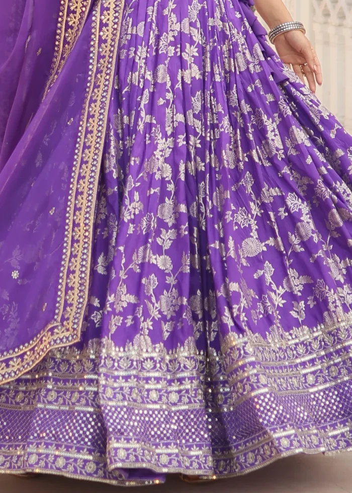 Purple Silk Lehenga Choli