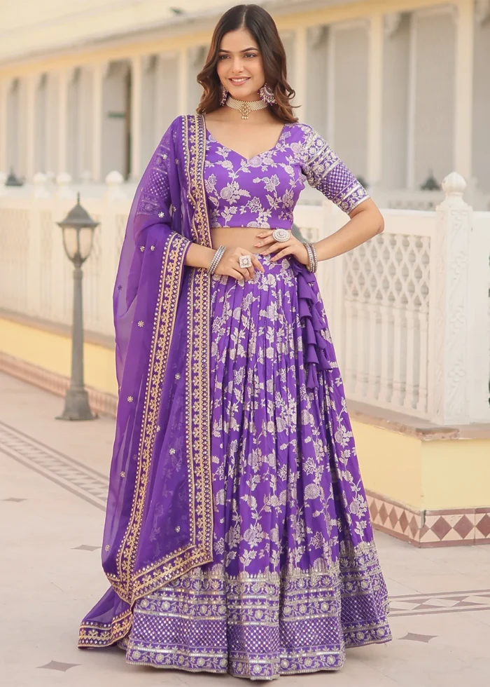 Purple Silk Lehenga Choli