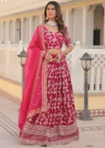 Raspberry Pink Silk Lehenga Choli