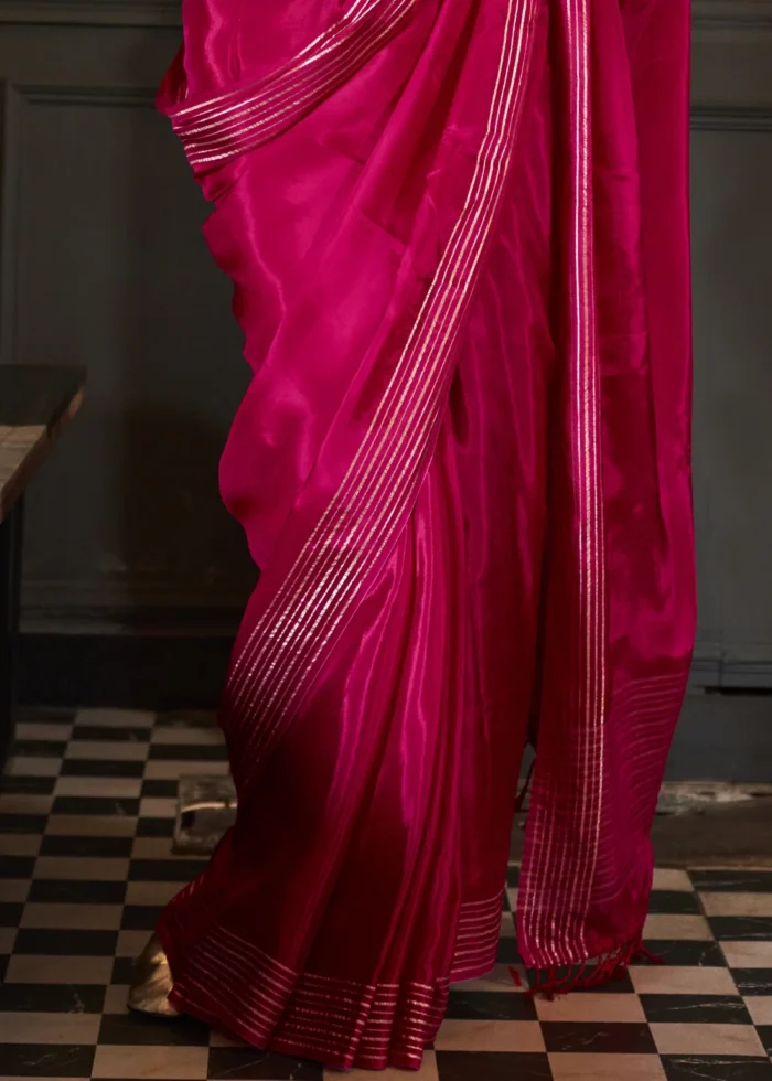 Raspberry Red Handloom Silk Saree