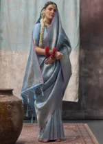 Sky Blue Kanjivaram Silk Saree