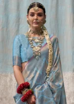 Sky Blue Kanjivaram Silk Saree