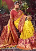 Sunny Yellow Paithani Silk Saree with Patola Border