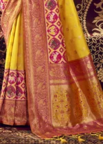 Sunny Yellow Paithani Silk Saree with Patola Border