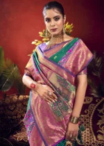 Teal Paithani Silk Saree with Patola Border