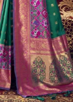 Teal Paithani Silk Saree with Patola Border