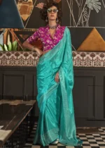 Turquoise Handloom Silk Saree