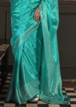 Turquoise Handloom Silk Saree